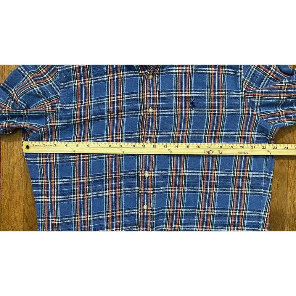 Polo Ralph Lauren Large Heavyweight Textured Cotton Plaid Work Shirt Button Down